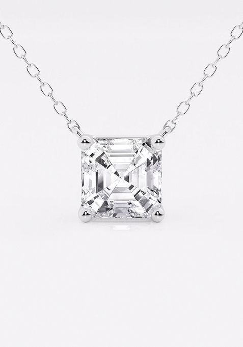 3 ctw Asscher Lab Grown Diamond Solitaire Pendant