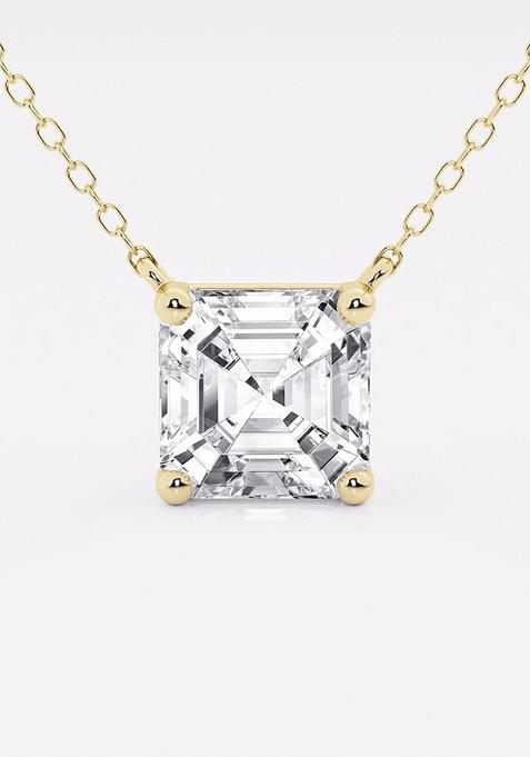 3 ctw Asscher Lab Grown Diamond Solitaire Pendant