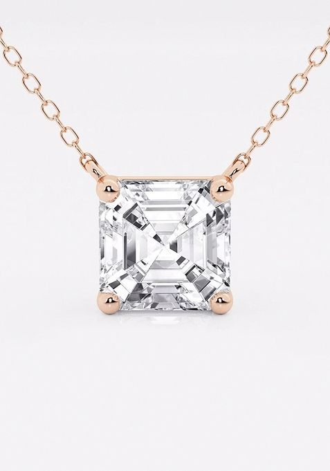 3 ctw Asscher Lab Grown Diamond Solitaire Pendant