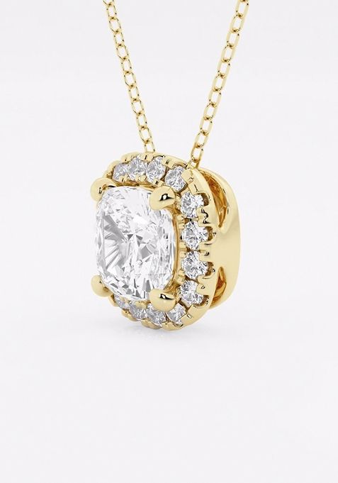 2 1/3 ctw Cushion Lab Grown Diamond Halo Pendant with Adjustable Chain