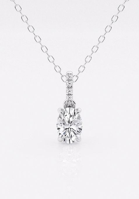 1 ctw Oval Lab Grown Diamond Hidden Halo with Diamond Bail Fashion Pendant