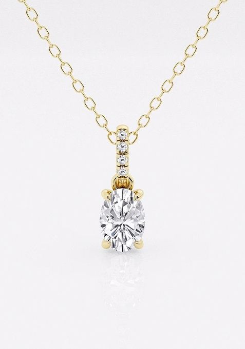 1 ctw Oval Lab Grown Diamond Hidden Halo with Diamond Bail Fashion Pendant