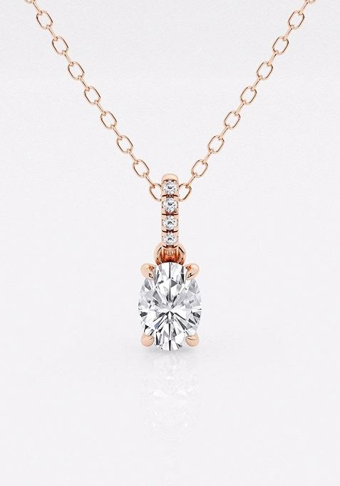 1/2 ctw Oval Lab Grown Diamond Hidden Halo with Diamond Bail Fashion Pendant