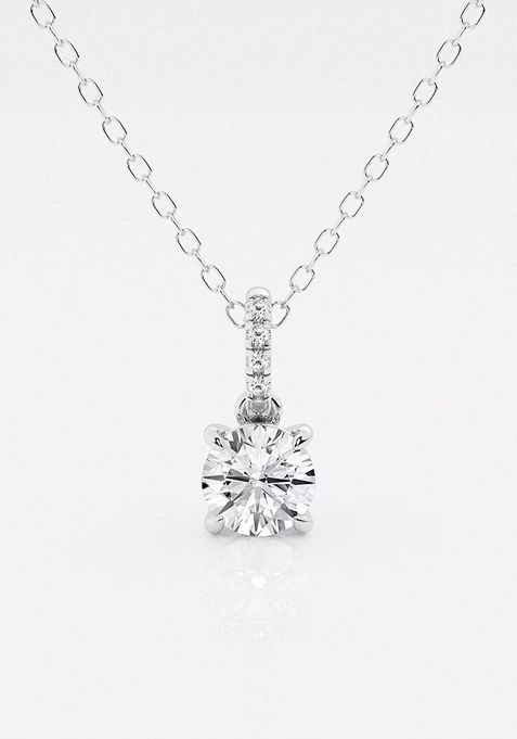 1 ctw Round Lab Grown Diamond Hidden Halo with Diamond Bail Fashion Pendant