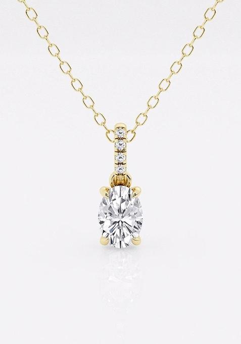 1/2 ctw Oval Lab Grown Diamond Hidden Halo with Diamond Bail Fashion Pendant