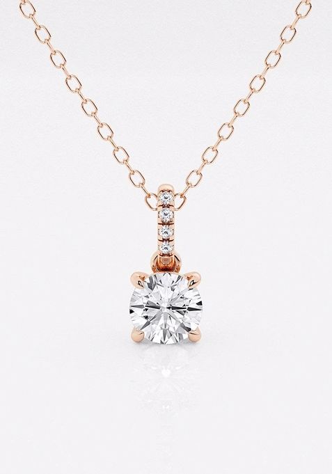 1/2 ctw Round Lab Grown Diamond Hidden Halo with Diamond Bail Fashion Pendant