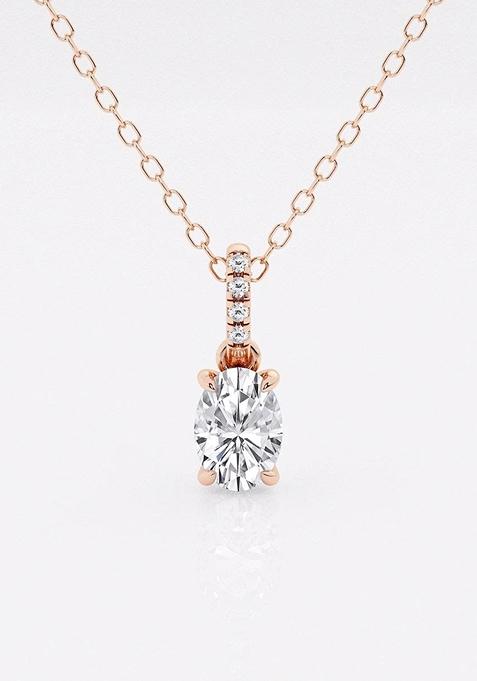 1/2 ctw Oval Lab Grown Diamond Hidden Halo with Diamond Bail Fashion Pendant