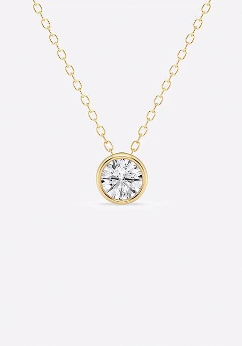 1 ctw Round Lab Grown Diamond Bezel Set Solitaire Pendant with Adjustable Chain