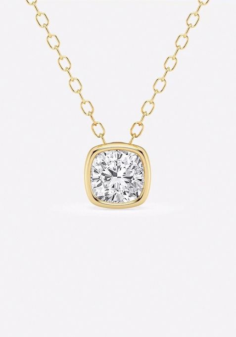 1 ctw Cushion Lab Grown Diamond Bezel Set Solitaire Pendant with Adjustable Chain