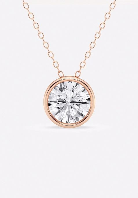 2 ctw Round Lab Grown Diamond Bezel Set Solitaire Pendant with Adjustable Chain