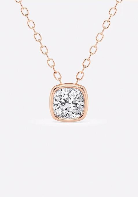 1 ctw Cushion Lab Grown Diamond Bezel Set Solitaire Pendant with Adjustable Chain