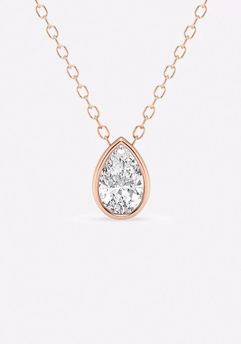 1 ctw Pear Lab Grown Diamond Bezel Set Solitaire Pendant with Adjustable Chain