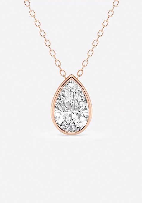 1 1/2 ctw Pear Lab Grown Diamond Bezel Set Solitaire Pendant with Adjustable Chain