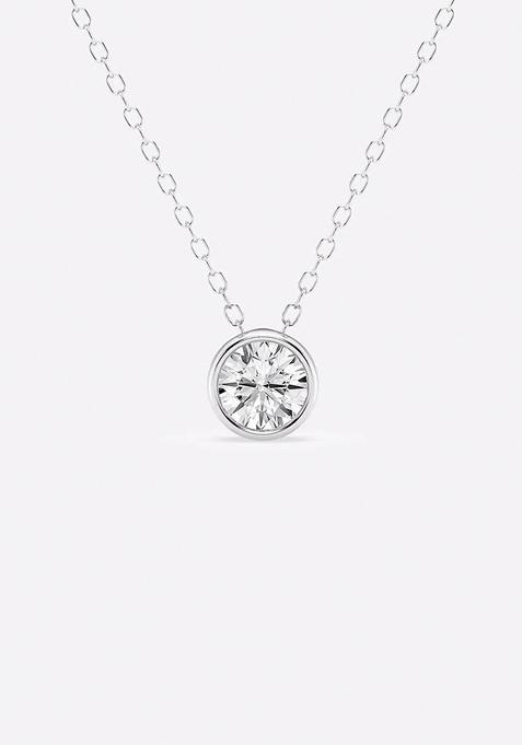 1/2 ctw Round Lab Grown Diamond Bezel Set Solitaire Pendant with Adjustable Chain