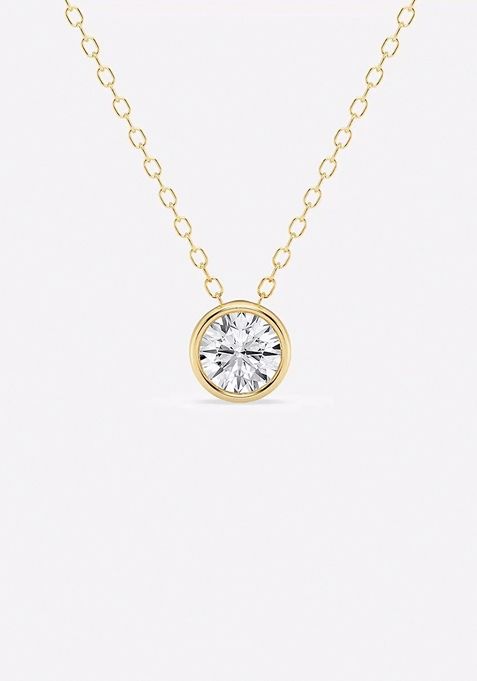 1 ctw Round Lab Grown Diamond Bezel Set Solitaire Pendant with Adjustable Chain