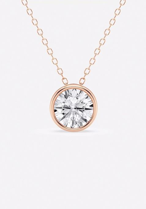 1 1/2 ctw Round Lab Grown Diamond Bezel Set Solitaire Pendant with Adjustable Chain