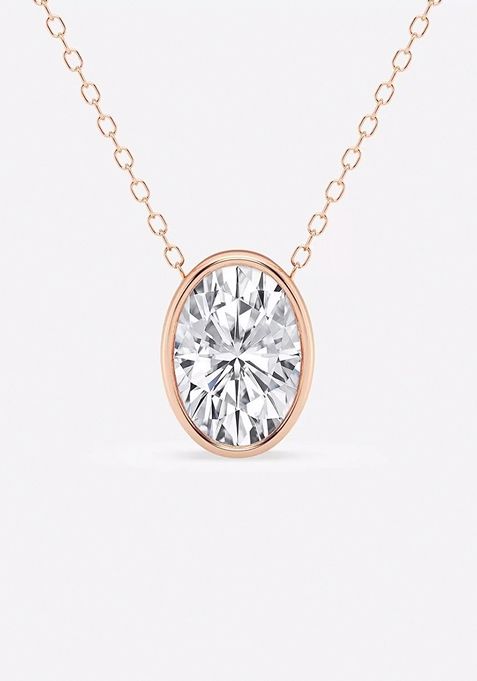 2 ctw Oval Lab Grown Diamond Bezel Set Solitaire Pendant with Adjustable Chain