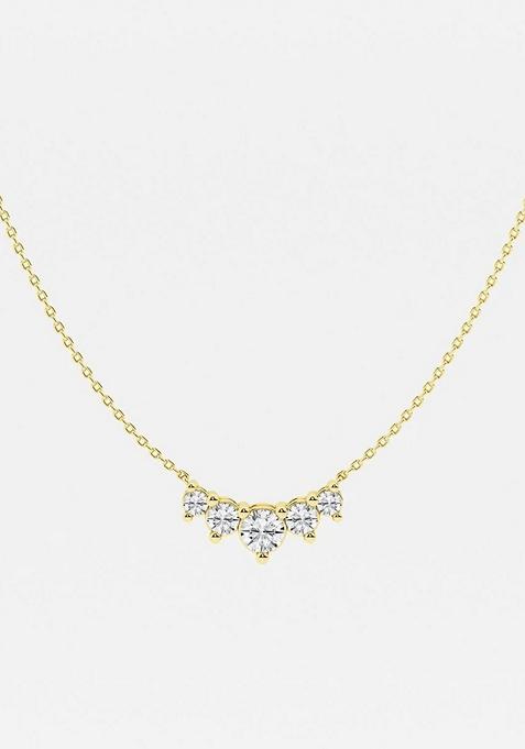 1 ctw Round Lab Grown Diamond Five Stone Demi Eternity Fashion Necklace
