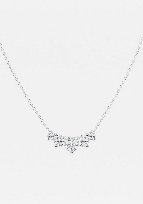 11/2 ctw Round Lab Grown Diamond Five Stone Demi Eternity Fashion Necklace