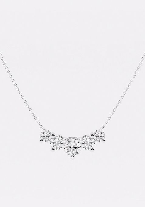 3 ctw Round Lab Grown Diamond Five Stone Demi Eternity Fashion Necklace