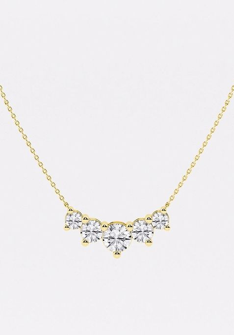 3ctw Round Lab Grown Diamond Five Stone Demi Eternity Fashion Necklace