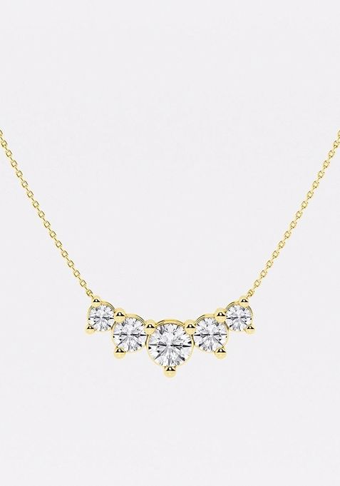 4 ctw Round Lab Grown Diamond Five Stone Demi Eternity Fashion Necklace