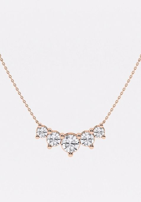 4 ctw Round Lab Grown Diamond Five Stone Demi Eternity Fashion Necklace