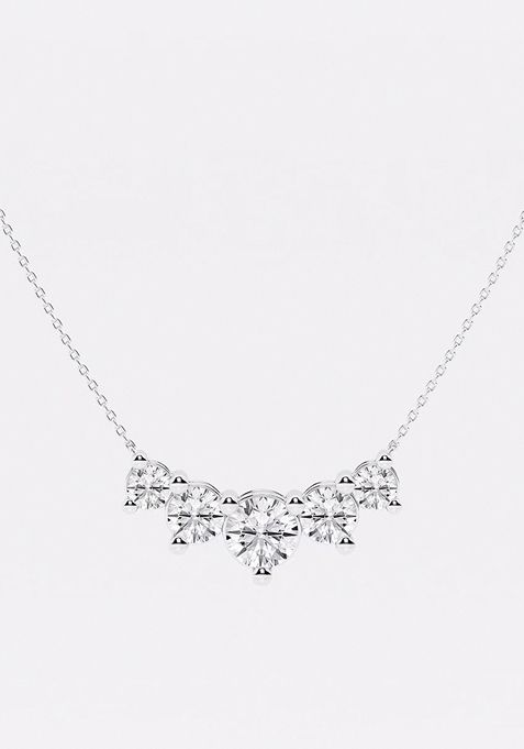 5 ctw Round Lab Grown Diamond Five Stone Demi Eternity Fashion Necklace