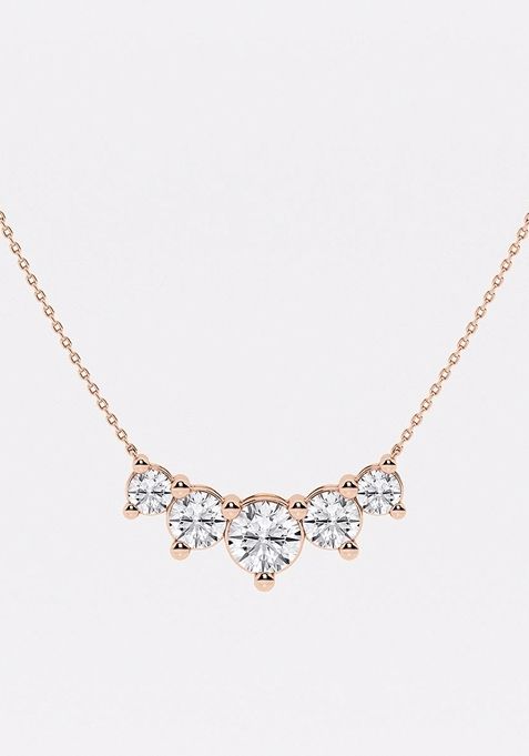 5 ctw Round Lab Grown Diamond Five Stone Demi Eternity Fashion Necklace