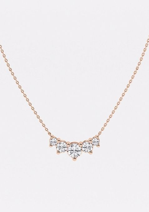 1 1/2 ctw Round Lab Grown Diamond Five Stone Demi Eternity Fashion Necklace