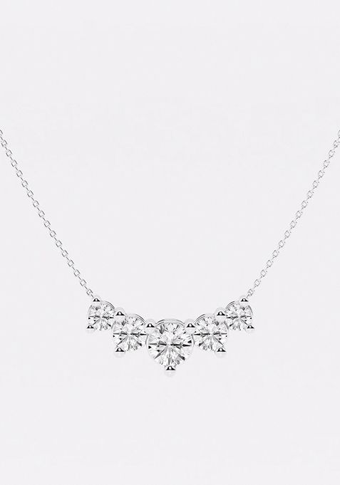 4 ctw Round Lab Grown Diamond Five Stone Demi Eternity Fashion Necklace