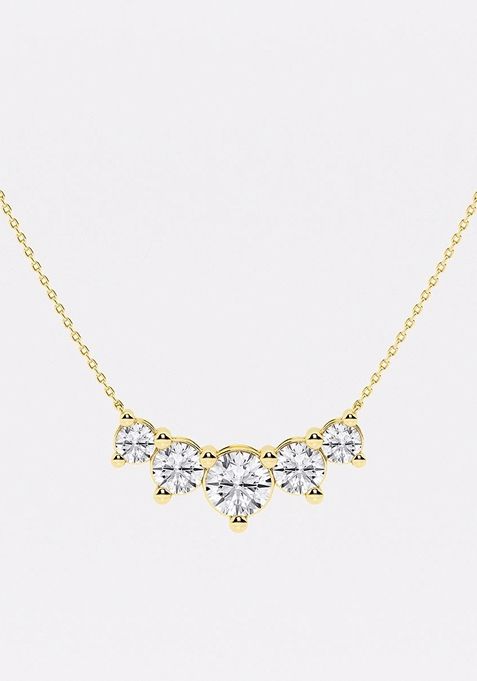 5 ctw Round Lab Grown Diamond Five Stone Demi Eternity Fashion Necklace