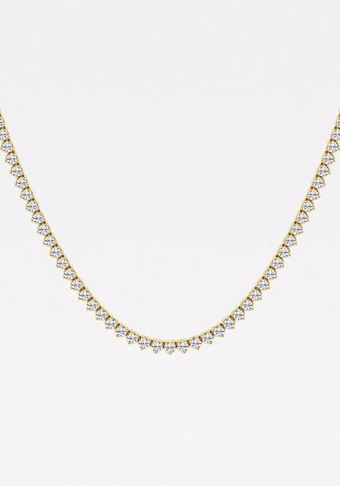 7 ctw Round Lab Grown Diamond Three-Prong Tennis Necklace