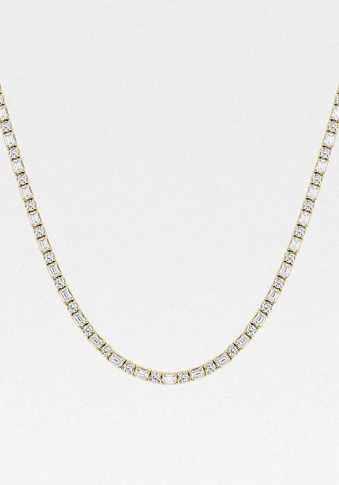 13 1/3 ctw Emerald Lab Grown Diamond Alternating Tennis Necklace