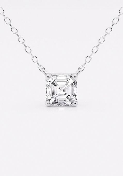 1 ctw Asscher Lab Grown Diamond Solitaire Pendant