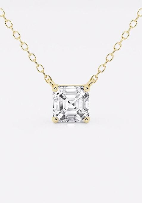 1 ctw Asscher Lab Grown Diamond Solitaire Pendant