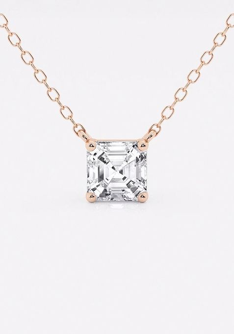 1 ctw Asscher Lab Grown Diamond Solitaire Pendant