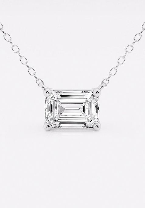  1 1/2 ctw Emerald Lab Grown Diamond Solitaire Pendant