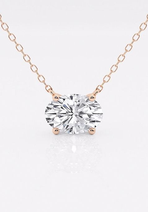 1 1/2 ctw Oval Lab Grown Diamond Solitaire Pendant