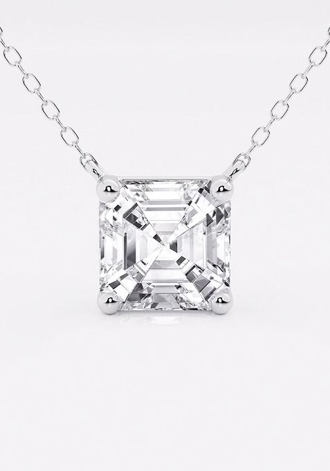 3 ctw Asscher Lab Grown Diamond Solitaire Pendant