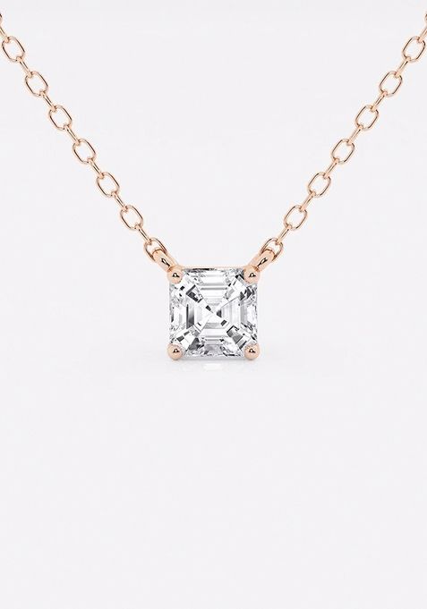 1/2 ctw Asscher Lab Grown Diamond Solitaire Pendant