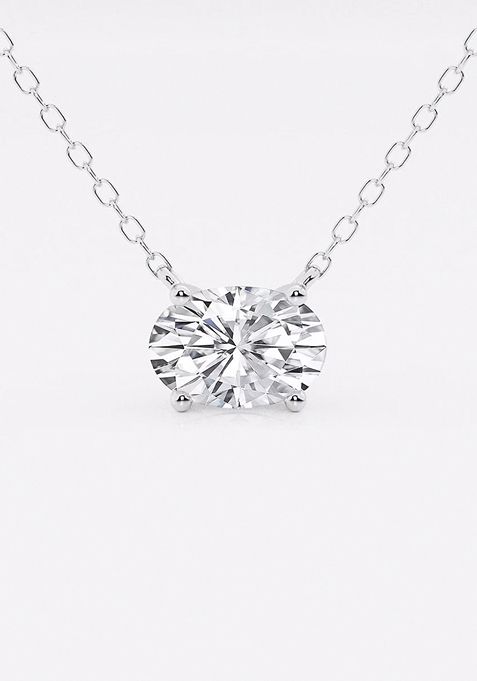 1 ctw Oval Lab Grown Diamond Solitaire Pendant