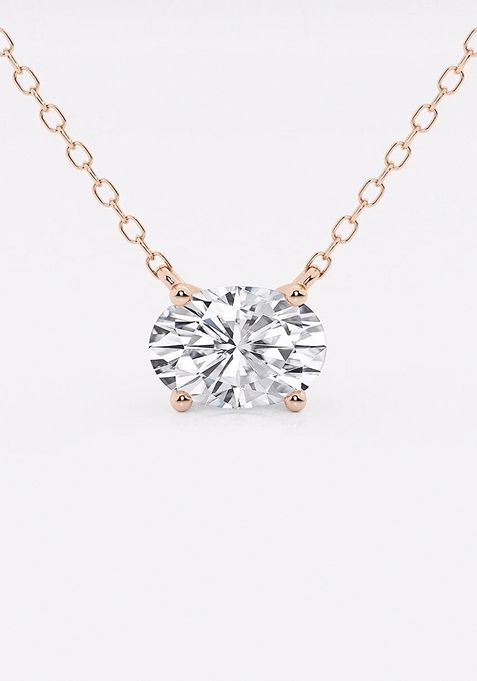 1 Oval Zab Grown Diamond Solitaire Pendant