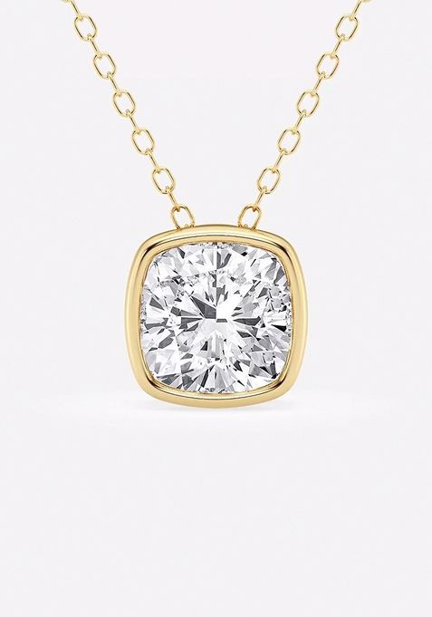 2 ctw Cushion Lab Grown Diamond Bezel Set Solitaire Pendant with Adjustable Chain