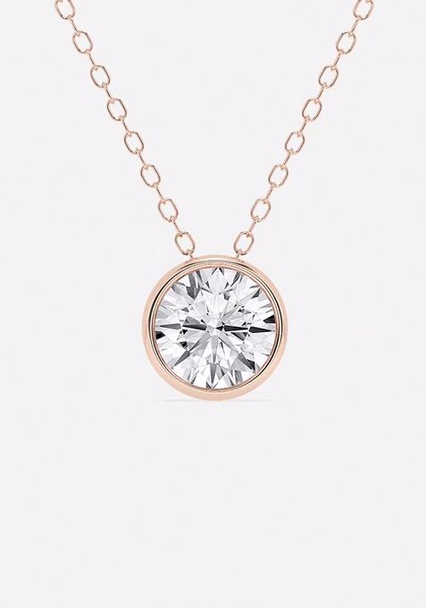 1 ctw Round Lab Grown Diamond Bezel Set Solitaire Pendant with Adjustable Chain