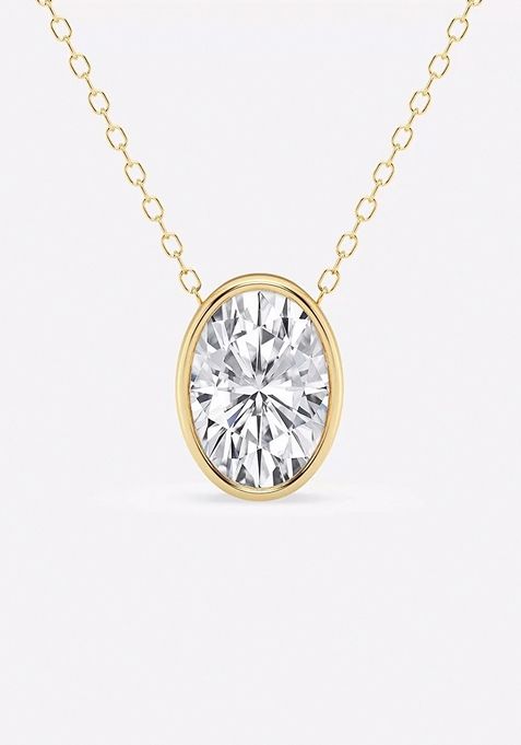 2 ctw Oval Lab Grown Diamond Bezel Set Solitaire Pendant with Adjustable Chain