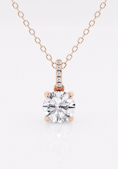 1 ctw Round Lab Grown Diamond Hidden Halo with Diamond Bail Fashion Pendant