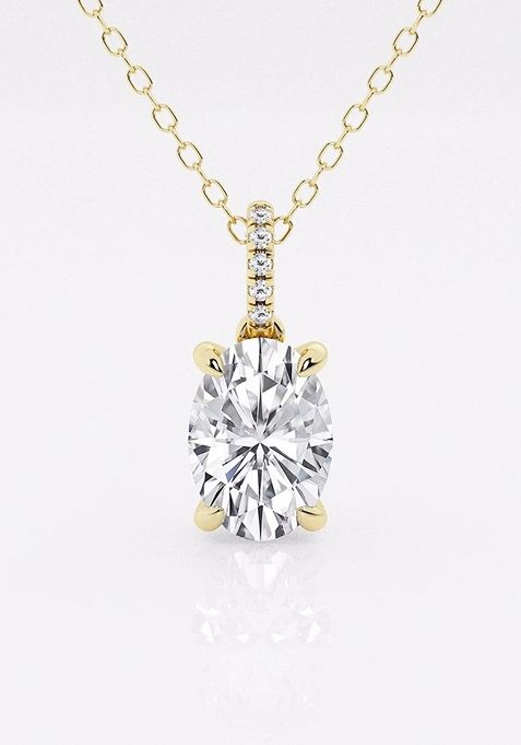 1 1/2 ctw Oval Lab Grown Diamond Hidden Halo with Diamond Bail Fashion Pendant