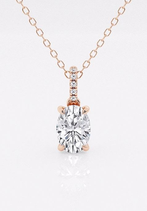 1 ctw Oval Lab Grown Diamond Hidden Halo with Diamond Bail Fashion Pendant