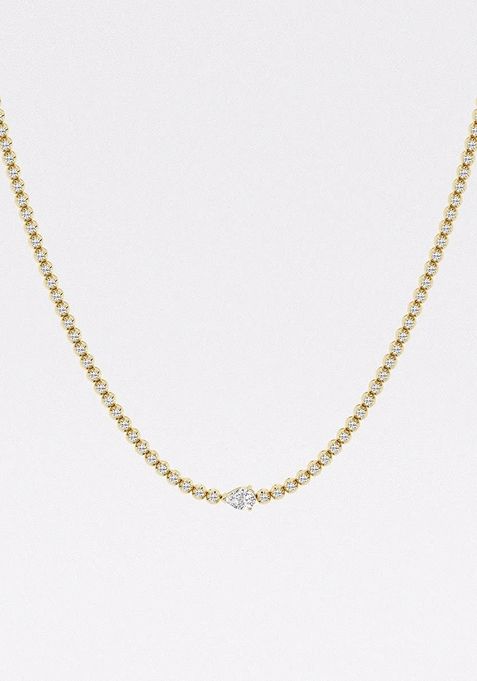 3 ctw Pear Lab Grown Diamond Single Station Tennis Necklace